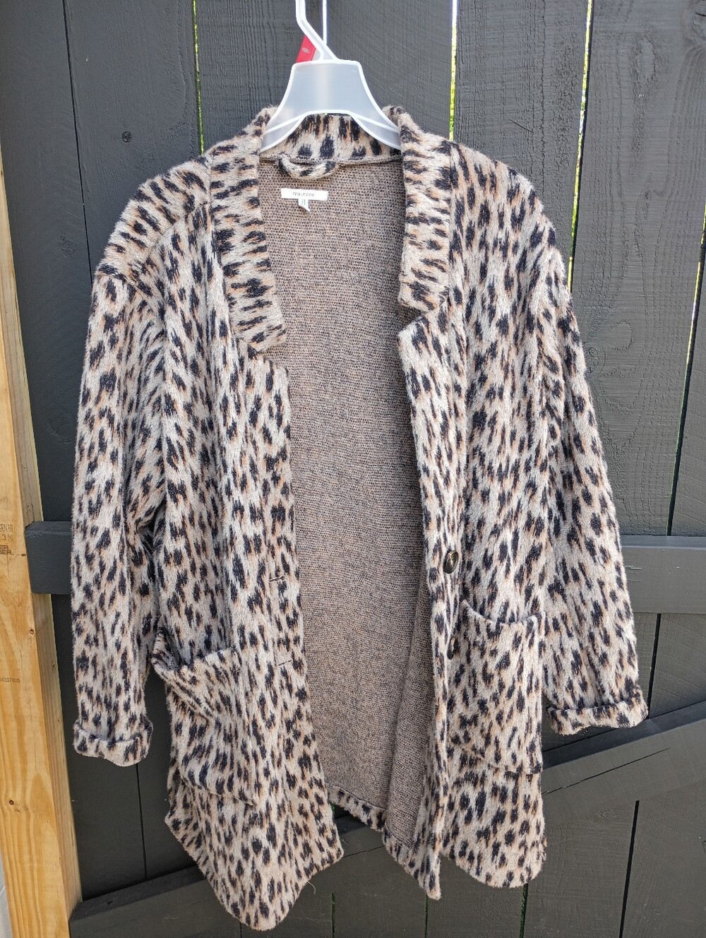 Maurices Leopard-Print Open Front Jacket in Beige and Black